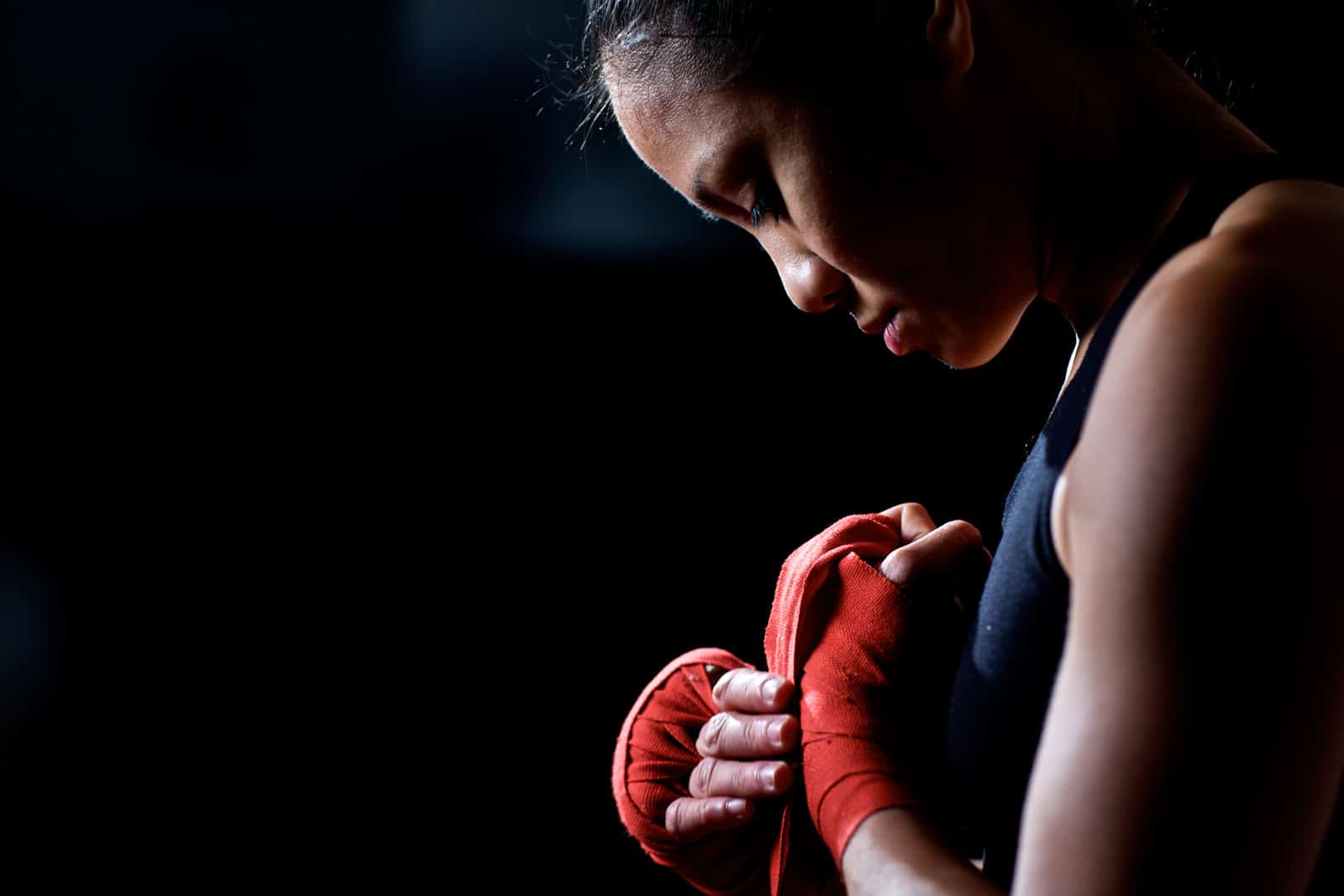 a woman wrapping her hand